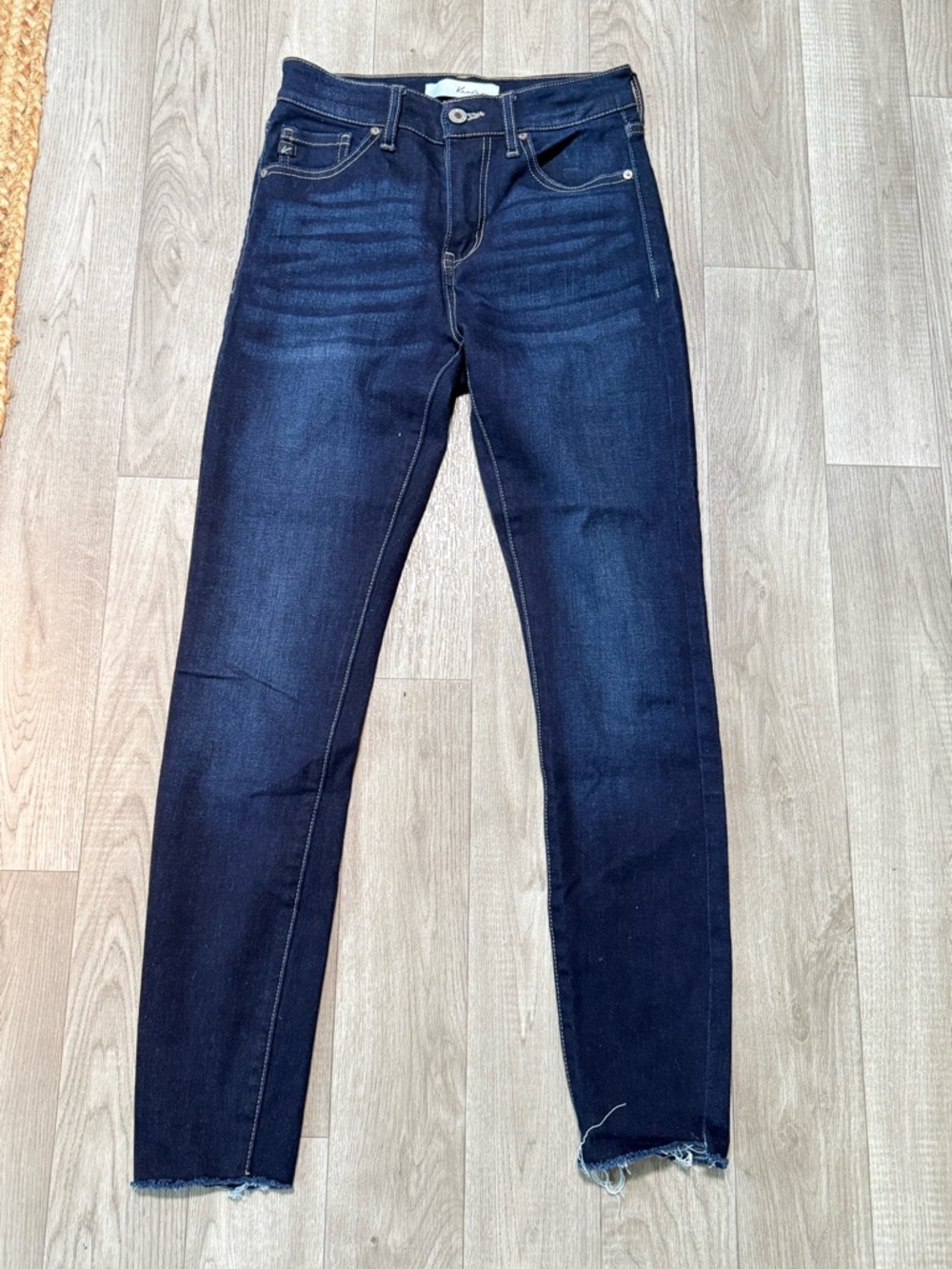 KanCan Dark Indigo Skinny Jeans with Raw Hem